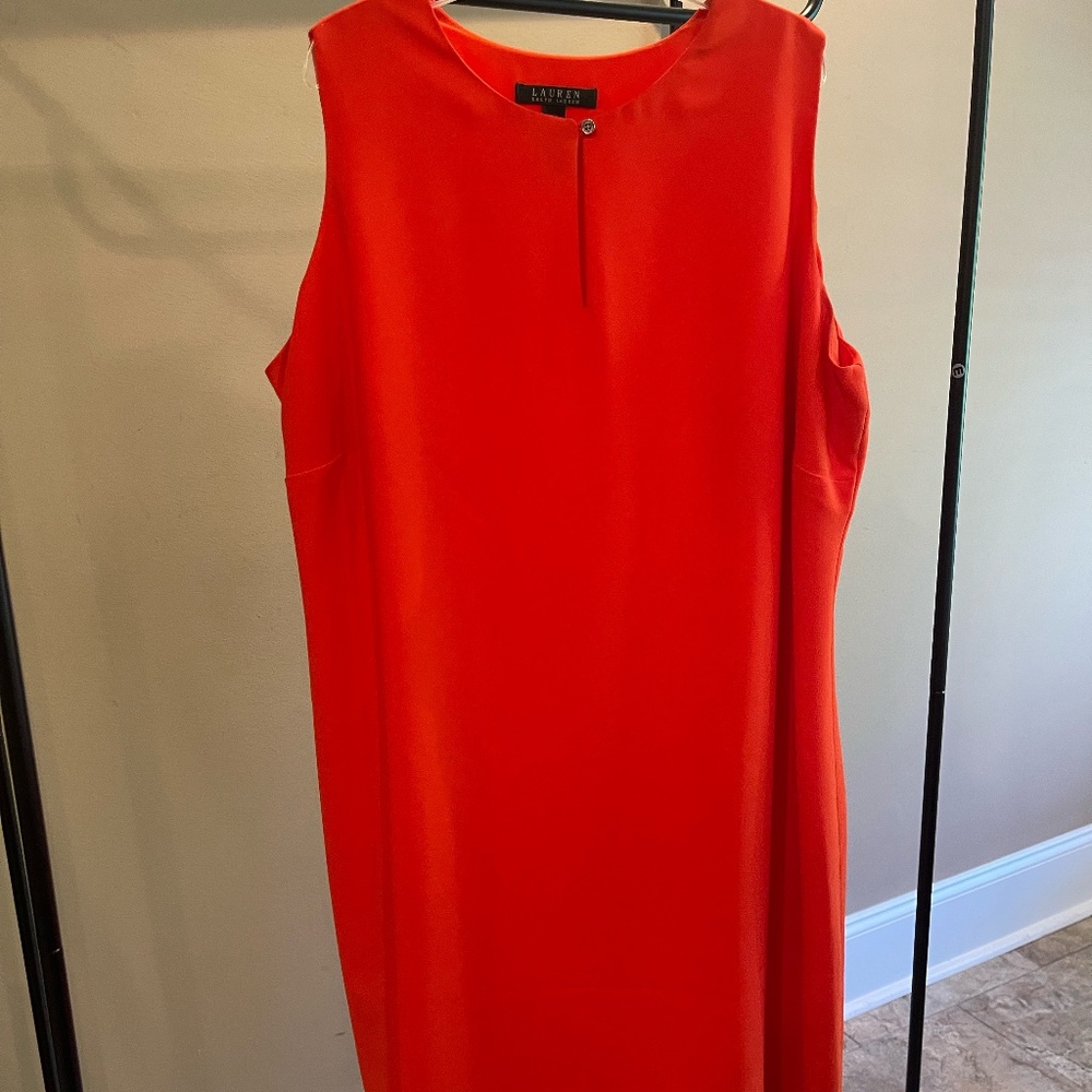 Lauren Ralph Lauren Orange Keyhole Sleeveless Dress